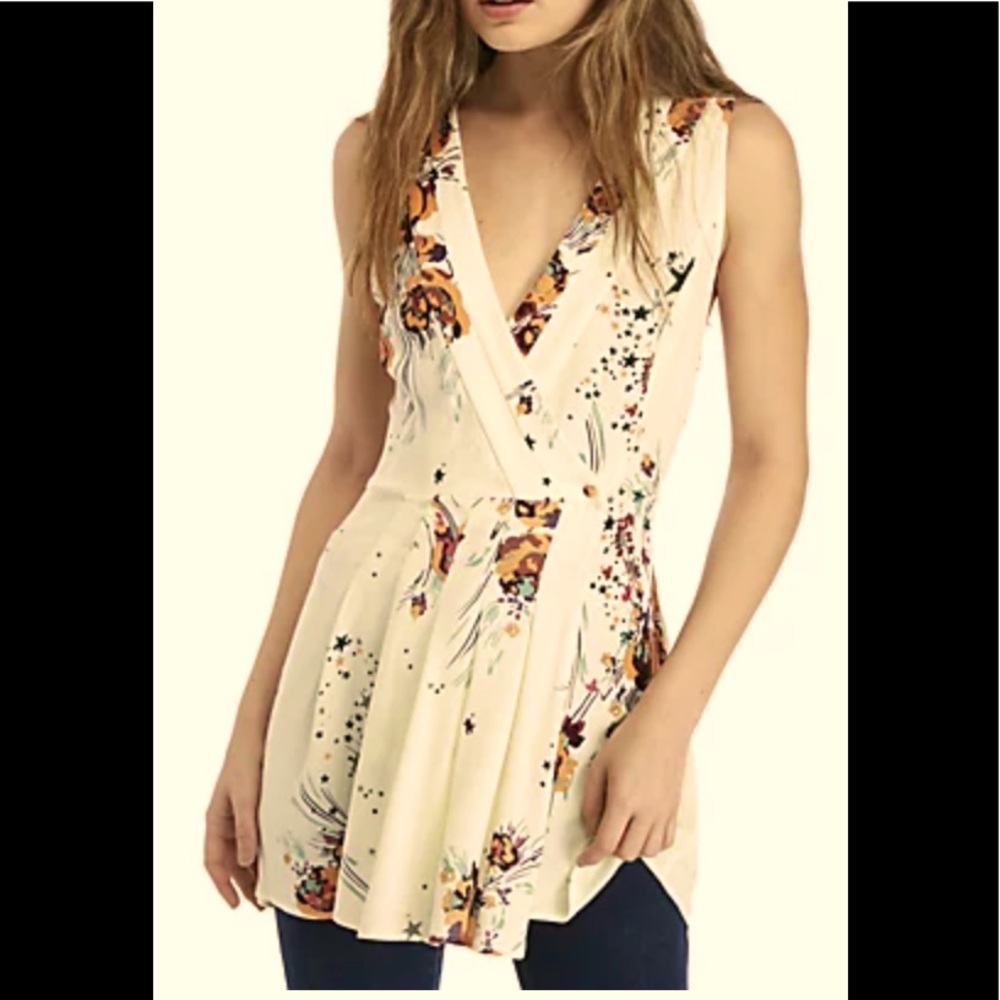 Free People Floral Print Wrap Tunic
